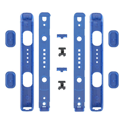 eXtremeRate Retail Clear Blue Replacement shell for NS Switch Joycon Strap, Custom Joy-Con Wrist Strap Housing Buttons for NS Switch - 2 Pack - UEM504