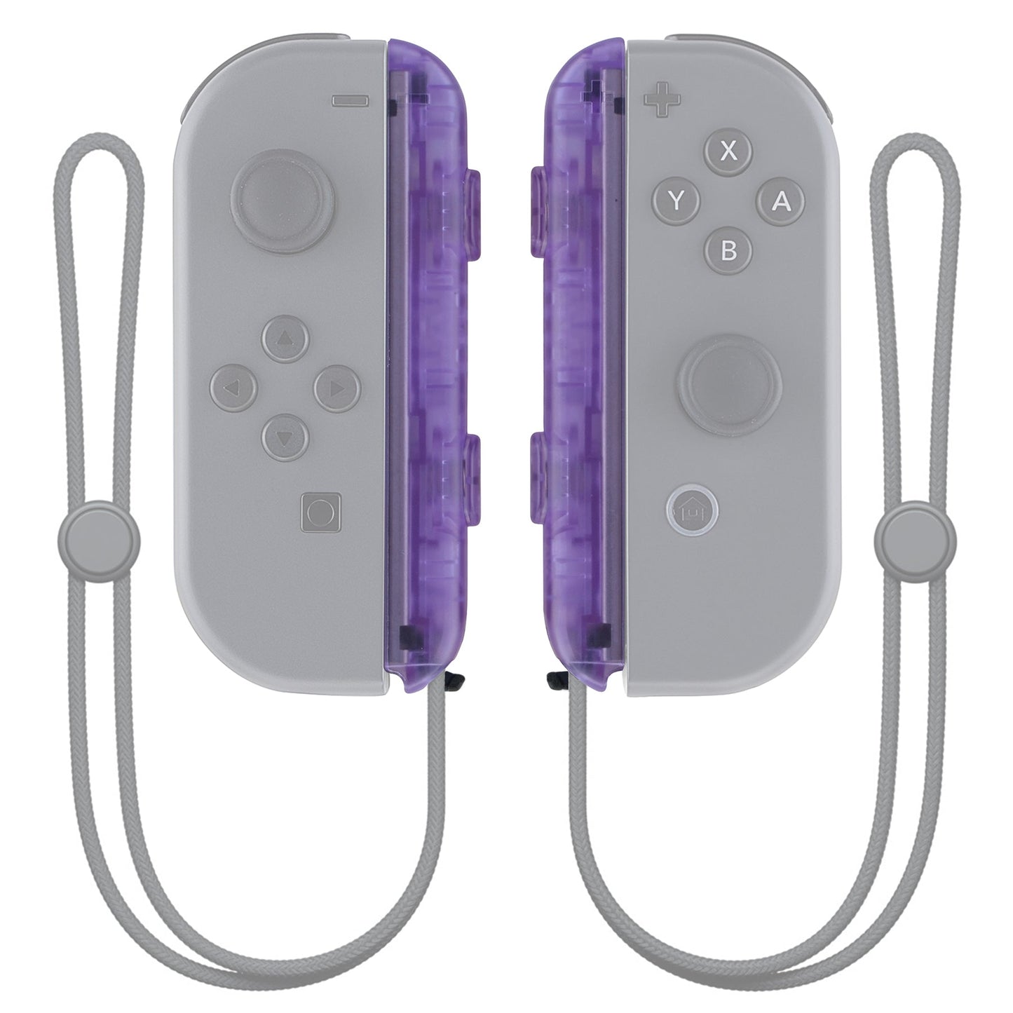 eXtremeRate Retail Clear Atomic Purple Replacement shell for Nintendo Switch Joycon Strap, Custom Joy-Con Wrist Strap Housing Buttons for Nintendo Switch - 2 Pack - UEM505