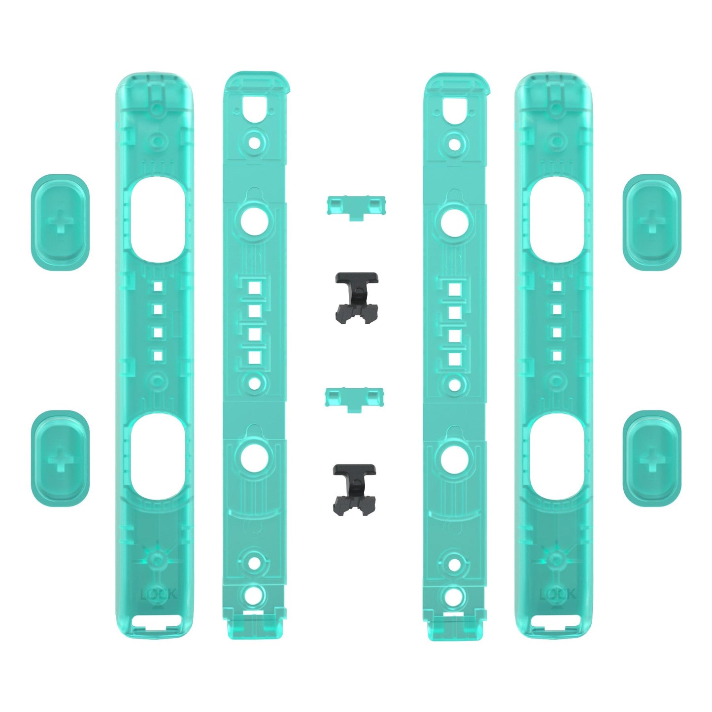 eXtremeRate Retail Emerald Green Replacement shell for NS Switch Joycon Strap, Custom Joy-Con Wrist Strap Housing Buttons for NS Switch - 2 Pack - UEM508