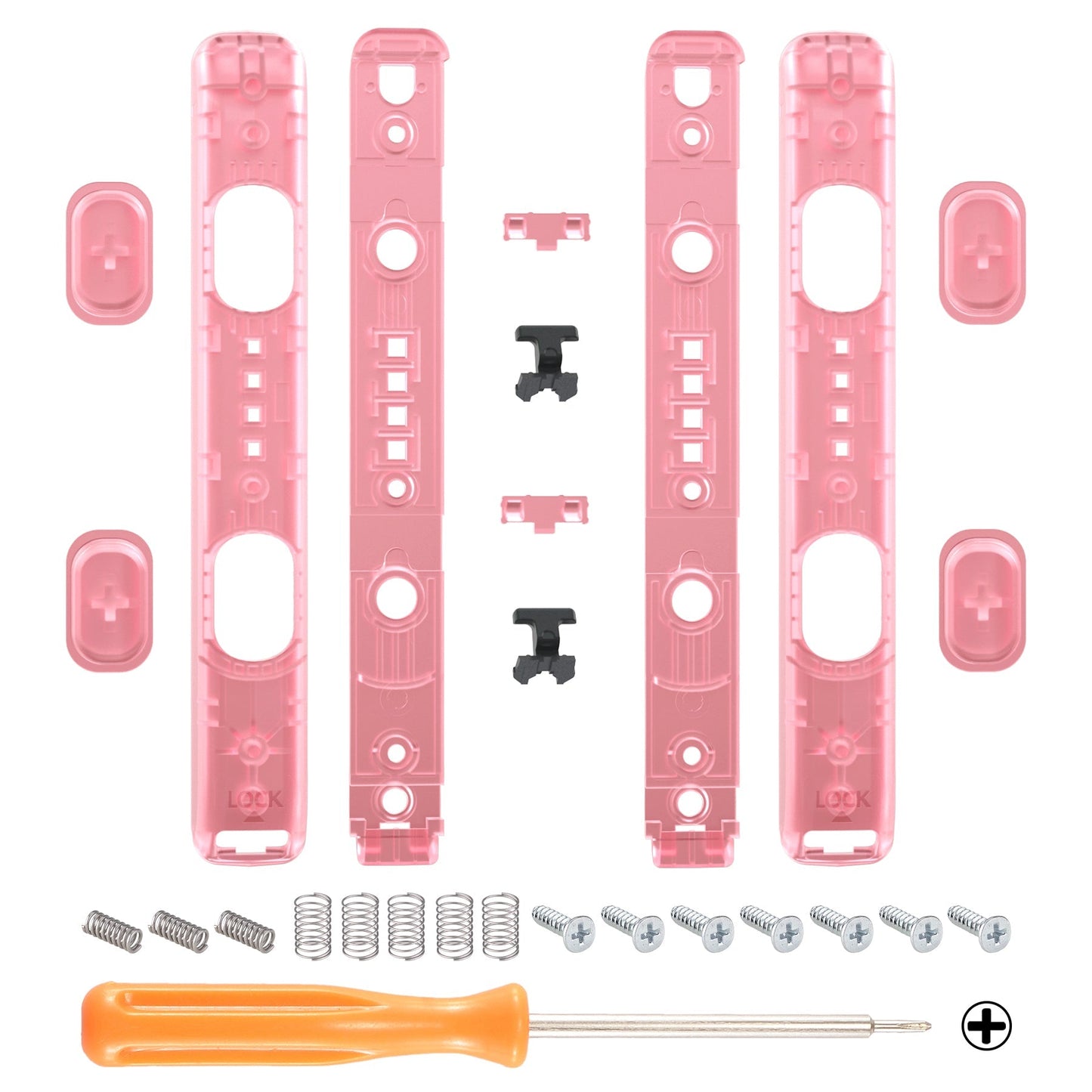 eXtremeRate Retail Cherry Pink Replacement shell for NS Switch Joycon Strap, Custom JoyCon Wrist Strap Housing Buttons for NS Switch - 2 Pack - UEM509