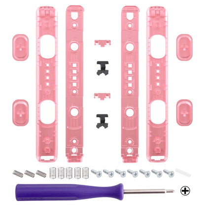 eXtremeRate NS Switch用ジョイコンストラップ交換用カスタムシェル2個セット【クリアチェリーピンク】