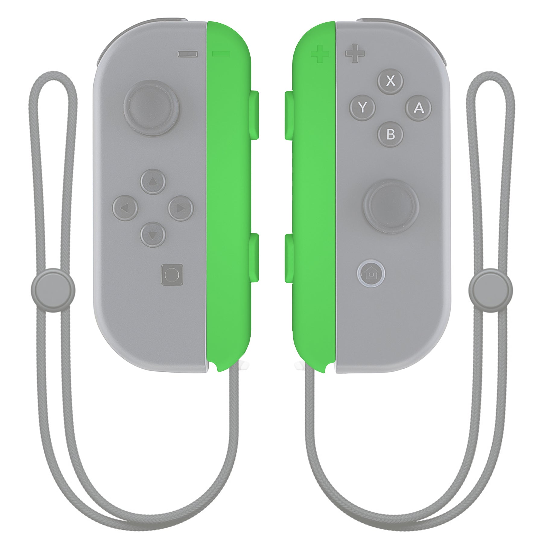 eXtremeRate Retail Green Soft Touch Replacement shell for NS Switch Joycon Strap, Custom Joy-Con Wrist Strap Housing Buttons for NS Switch - 2 Pack - UEP312