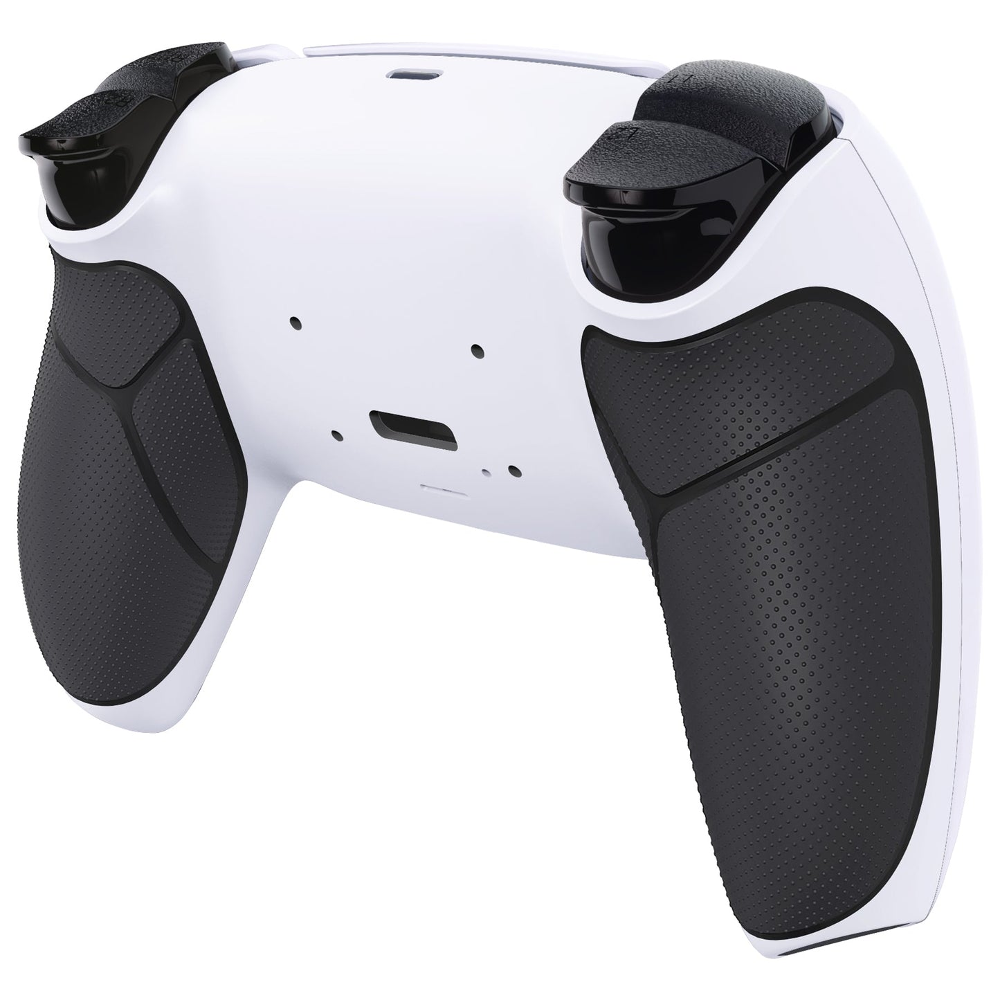 eXtremeRate Retail Black White Performance Rubberized Grip Redesigned Back Shell for PS5 Controller eXtremerate RISE Remap Kit - Controller & RISE Remap Board NOT Included - UPFU6010