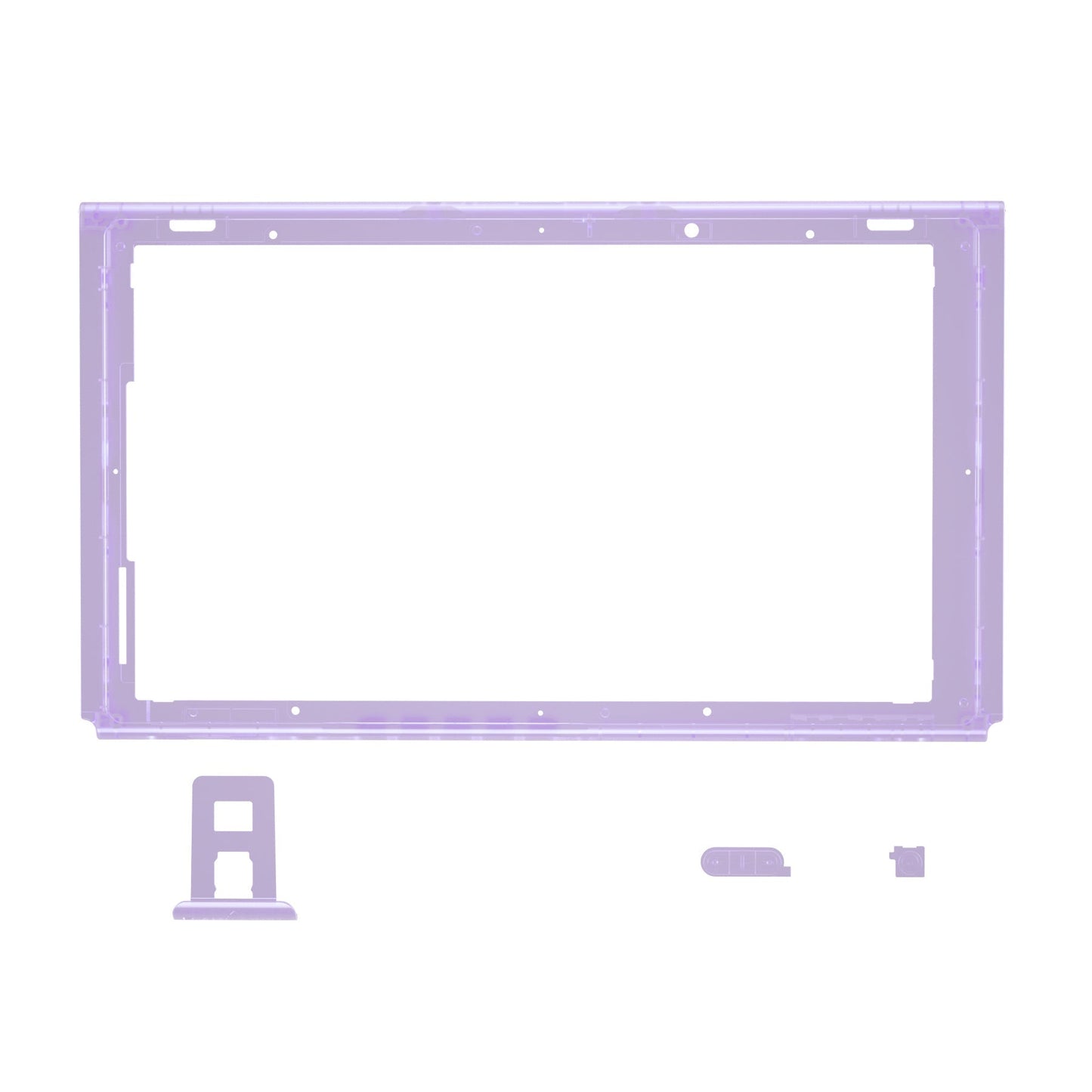 eXtremeRate Retail Clear Atomic Purple DIY Housing Shell for Nintendo Switch Console, Replacement Faceplate Front Frame for Nintendo Switch Console with Volume Up Down Power Buttons - Console NOT Included - VEP311