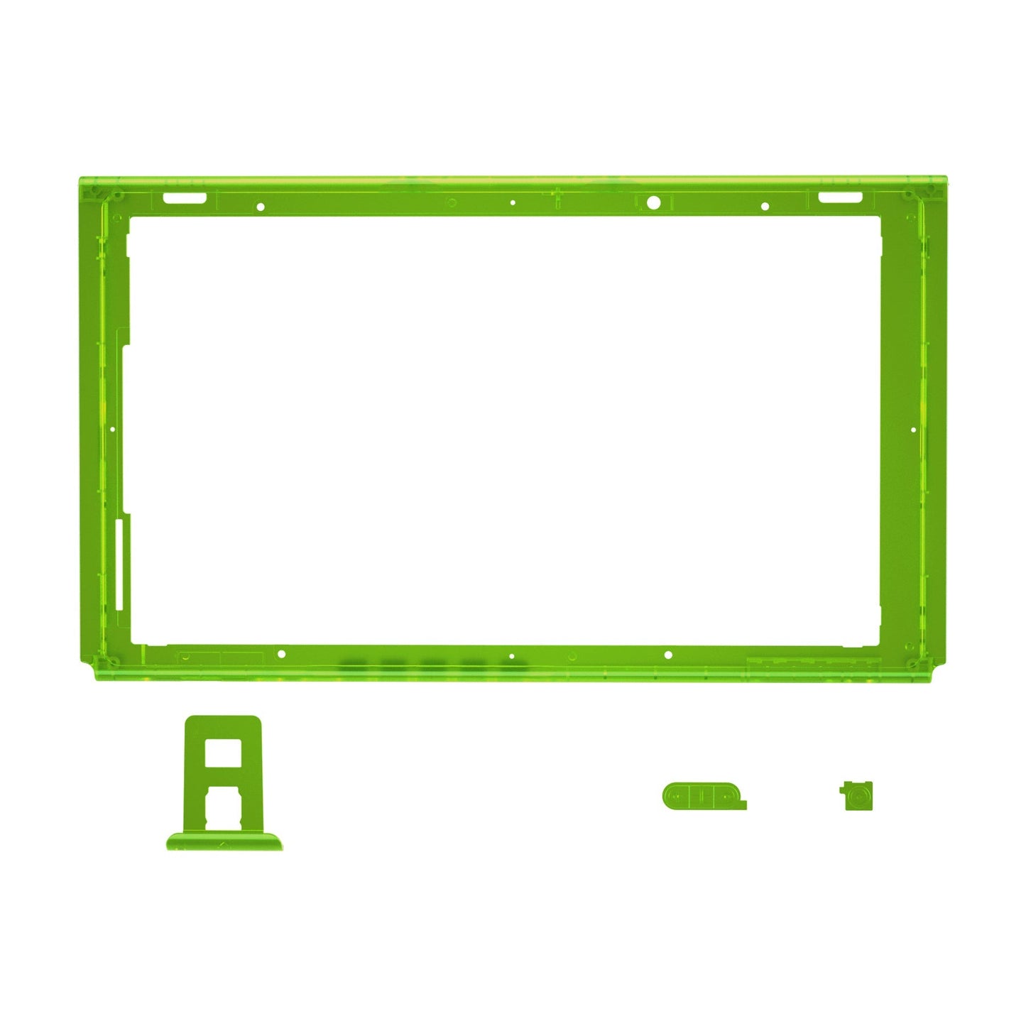 eXtremeRate Retail Clear Green DIY Housing Shell for NS Switch Console, Replacement Faceplate Front Frame for NS Switch Console with Volume Up Down Power Buttons - Console NOT Included - VEP316