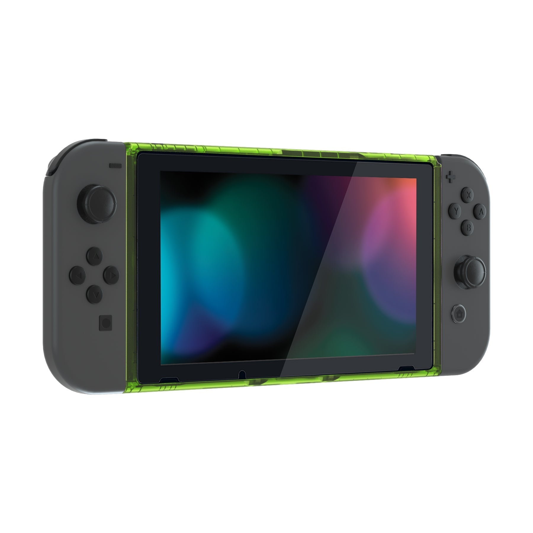 eXtremeRate Retail Clear Green DIY Housing Shell for NS Switch Console, Replacement Faceplate Front Frame for NS Switch Console with Volume Up Down Power Buttons - Console NOT Included - VEP316