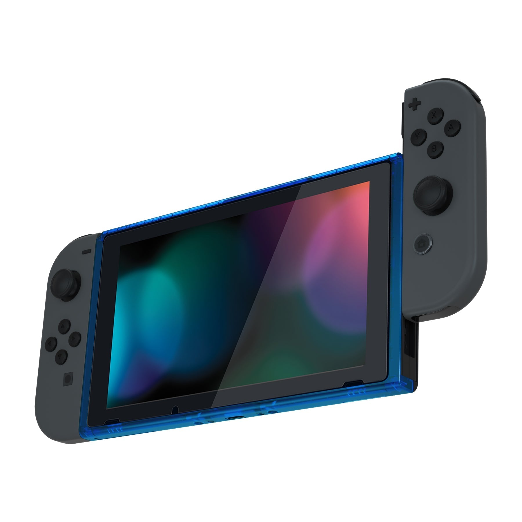 eXtremeRate Retail Clear Blue DIY Housing Shell for NS Switch Console, Replacement Faceplate Front Frame for NS Switch Console with Volume Up Down Power Buttons - Console NOT Included - VEP317