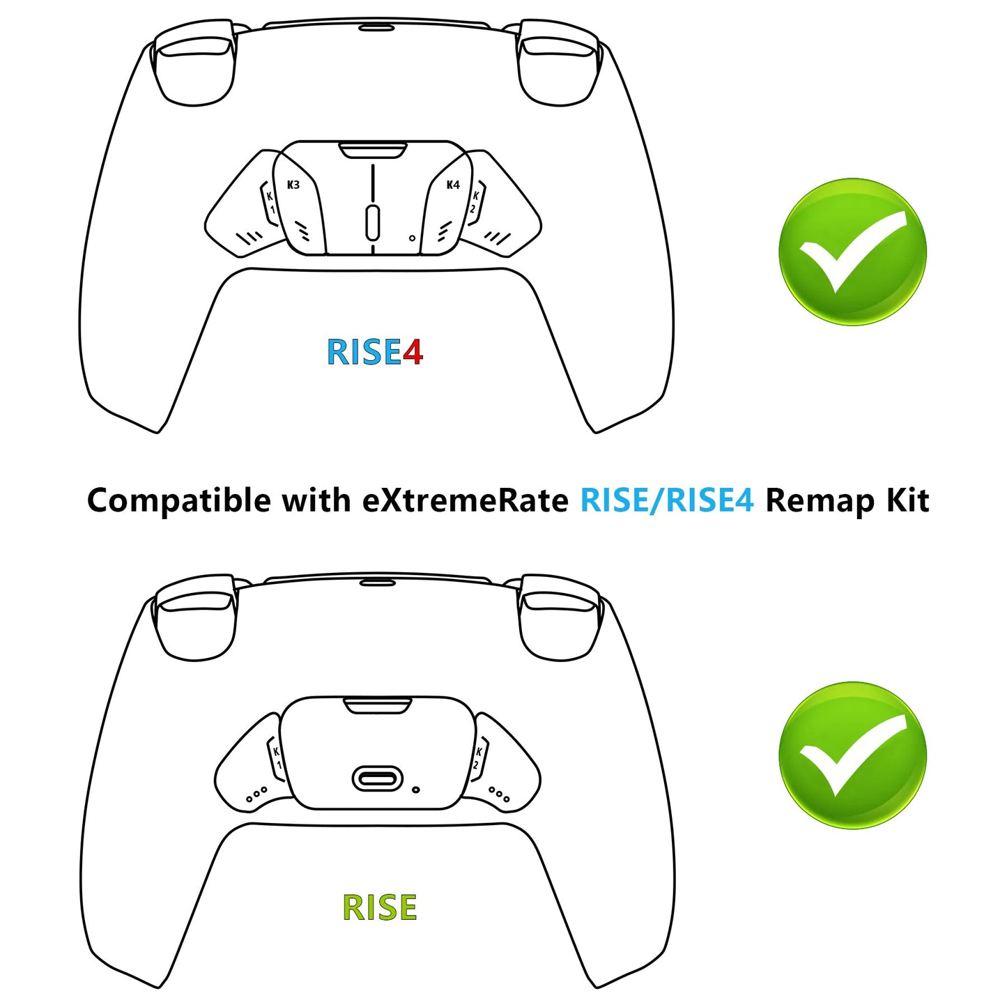 eXtremeRate Retail Turn RISE & RISE4 to RISE4 RMB Kit ¨C Silver Real Metal Buttons (RMB) Version K1 K2 K3 K4 Back Buttons Housing & Remap PCB Board for PS5 Controller eXtremeRate RISE & RISE4 Remap kit - VPFJ7001