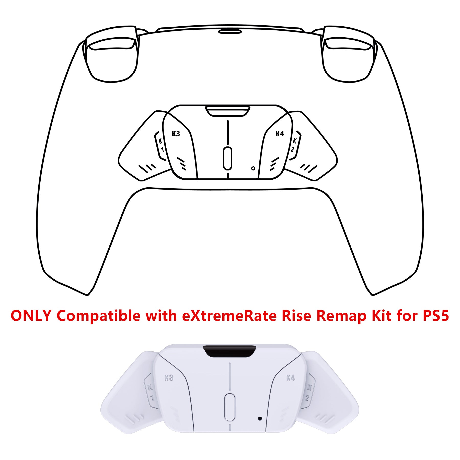 eXtremeRate Retail Solid White Replacement Redesigned K1 K2 K3 K4 Back Buttons Housing Shell for ps5 Controller eXtremeRate RISE4 Remap Kit - Controller & RISE4 Remap Board NOT Included - VPFM5002