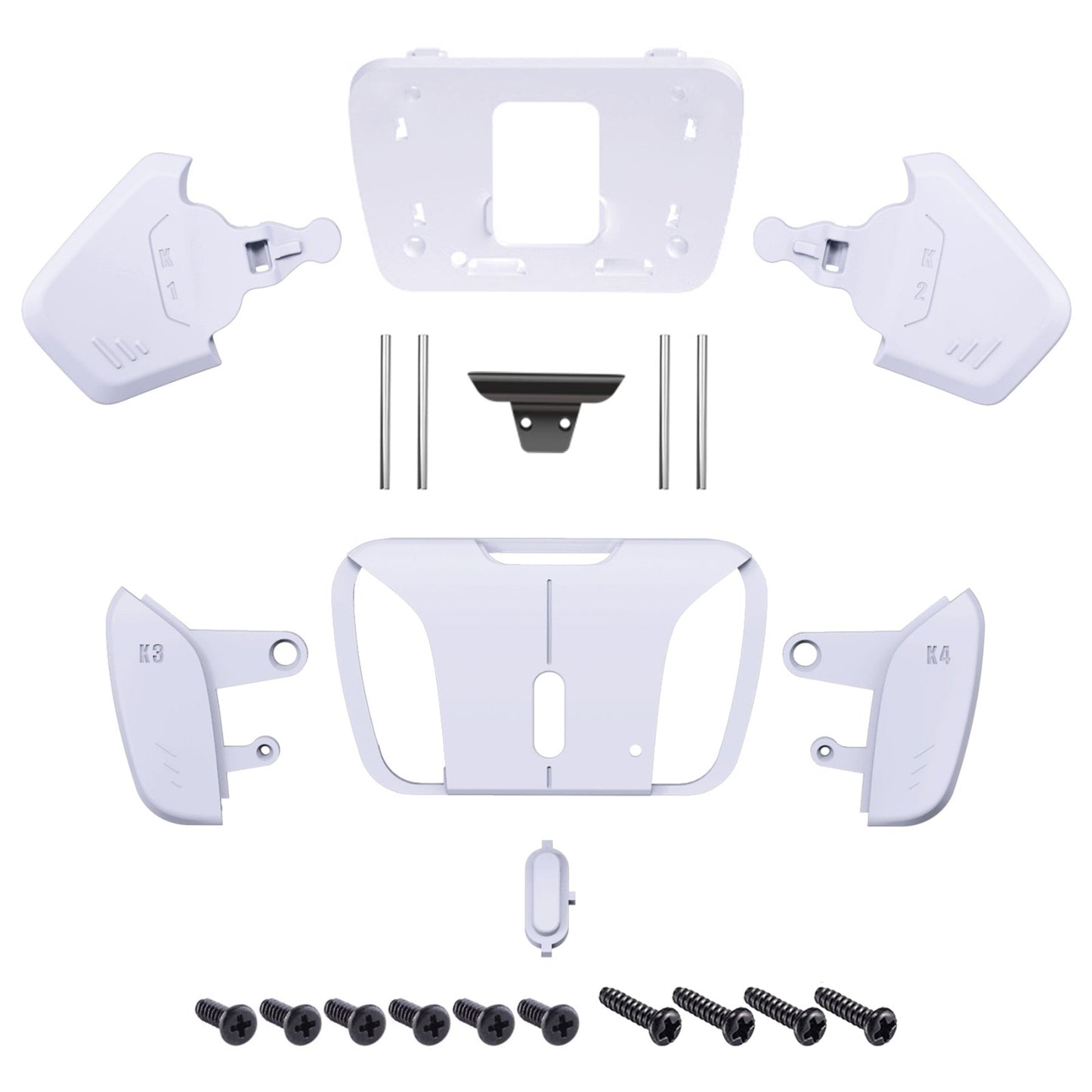 eXtremeRate Retail Solid White Replacement Redesigned K1 K2 K3 K4 Back Buttons Housing Shell for ps5 Controller eXtremeRate RISE4 Remap Kit - Controller & RISE4 Remap Board NOT Included - VPFM5002