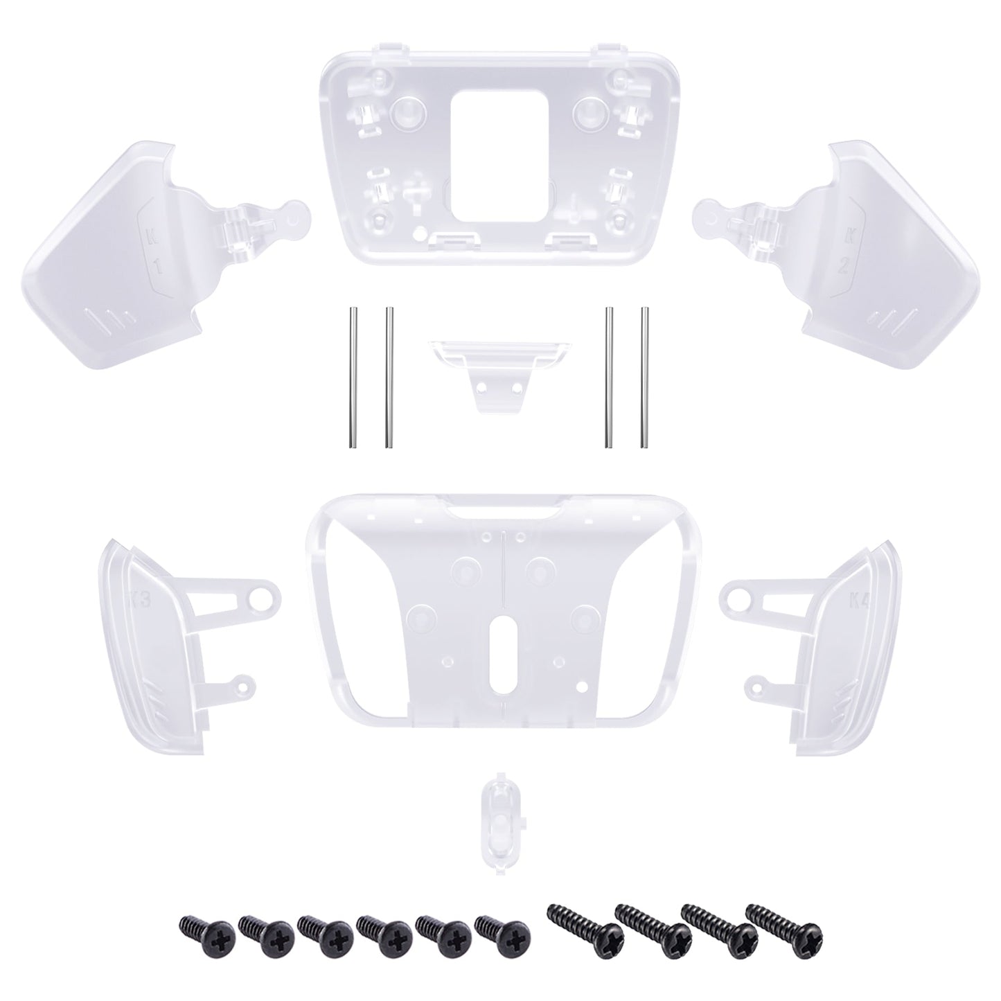 eXtremeRate Retail Transparent Clear Replacement Redesigned K1 K2 K3 K4 Back Buttons Housing Shell for ps5 Controller eXtremeRate RISE4 Remap Kit - Controller & RISE4 Remap Board NOT Included - VPFM5003