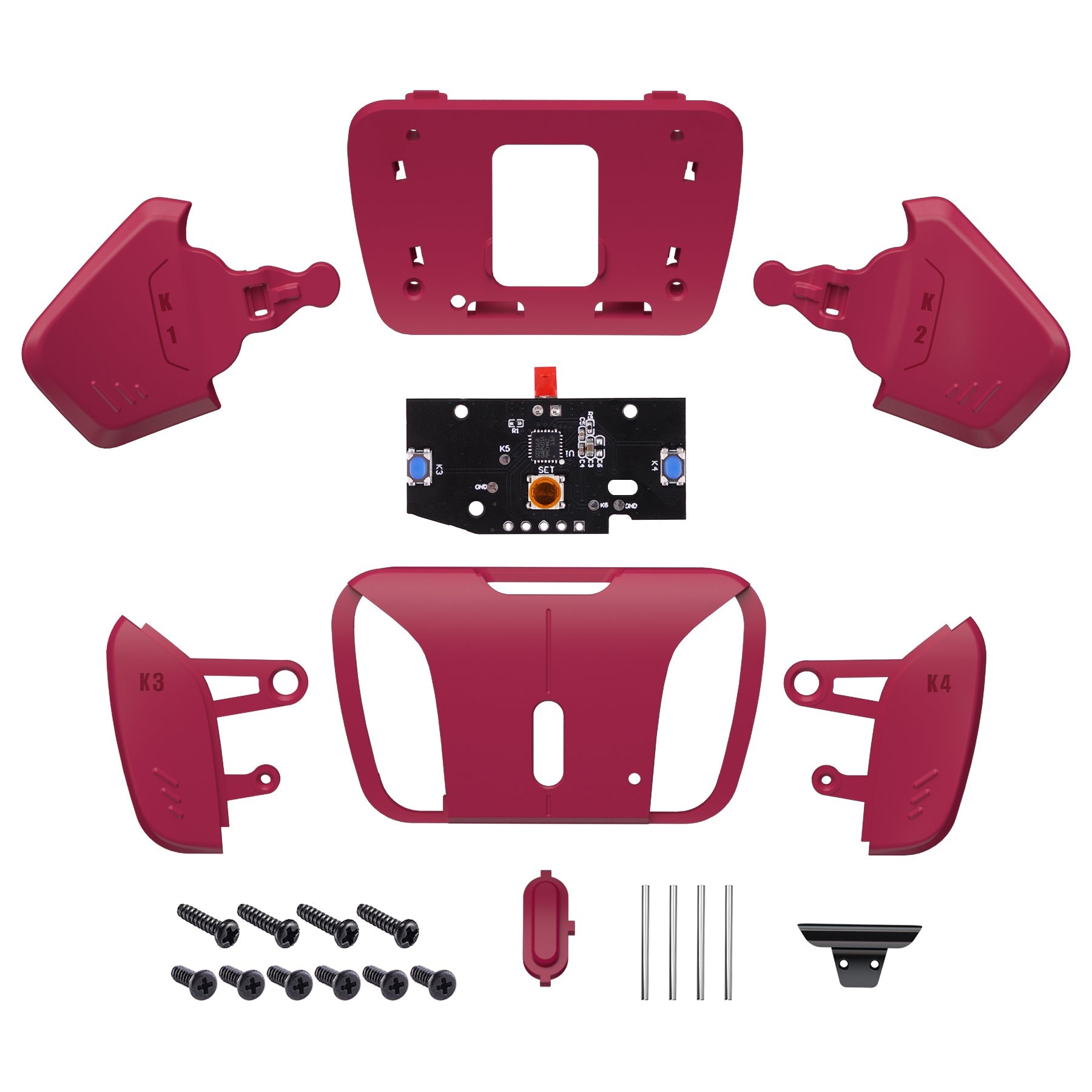 eXtremeRate Retail Turn RISE to RISE4 Kit - Redesigned Cosmic Red K1 K2 K3 K4 Back Buttons Housing & Remap PCB Board for ps5 Controller eXtremeRate RISE & RISE4 Remap kit - Controller & Other RISE Accessories NOT Included - VPFM5007P