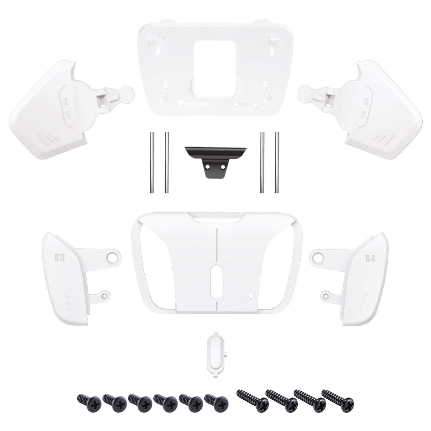 eXtremeRate Retail White Replacement Redesigned K1 K2 K3 K4 Back Buttons Housing Shell for ps5 Controller eXtremeRate RISE4 Remap Kit - Controller & RISE4 Remap Board NOT Included - VPFP3001