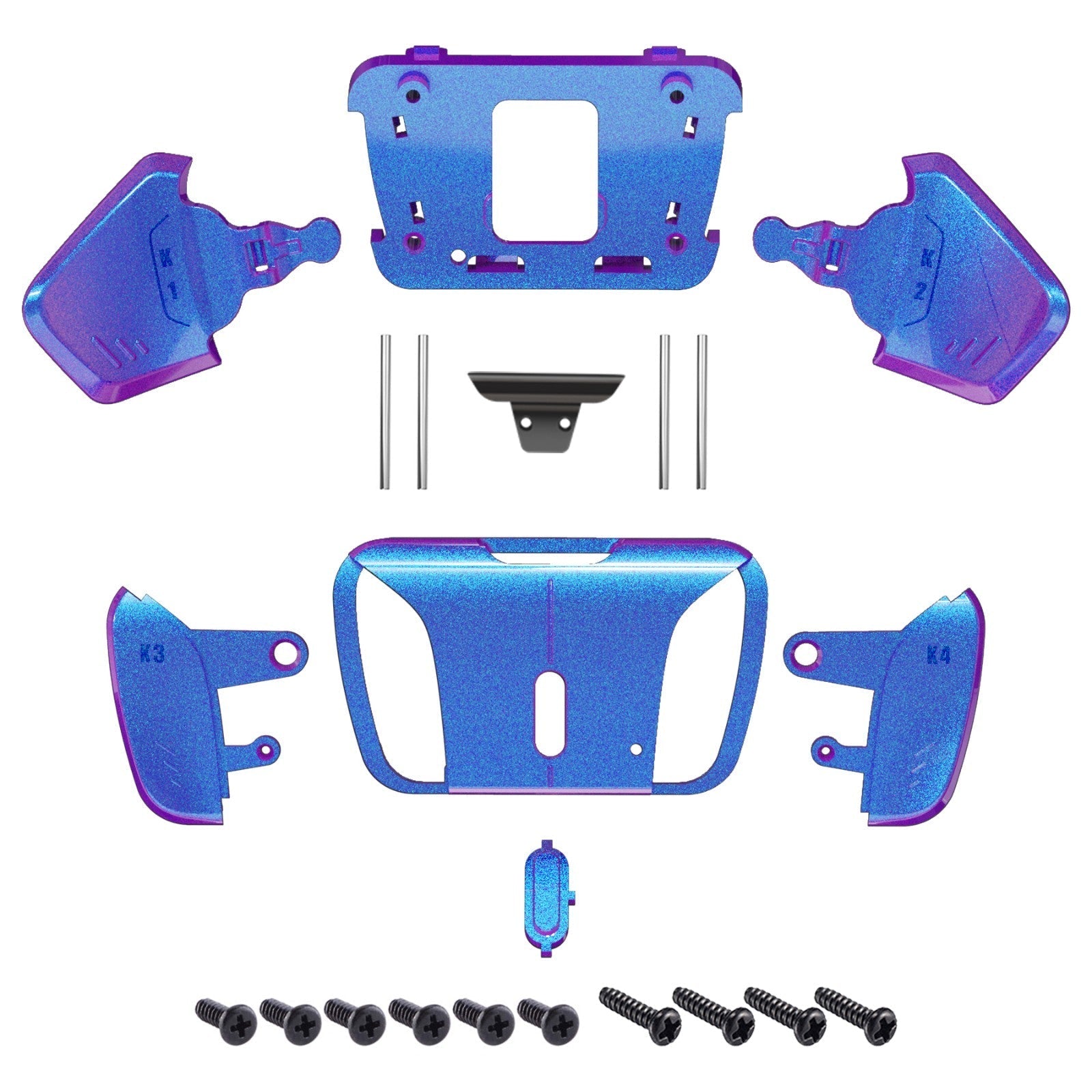 eXtremeRate Retail Chameleon Purple Blue Replacement Redesigned K1 K2 K3 K4 Back Buttons Housing Shell for ps5 Controller eXtremeRate RISE4 Remap Kit - Controller & RISE4 Remap Board NOT Included - VPFP3003