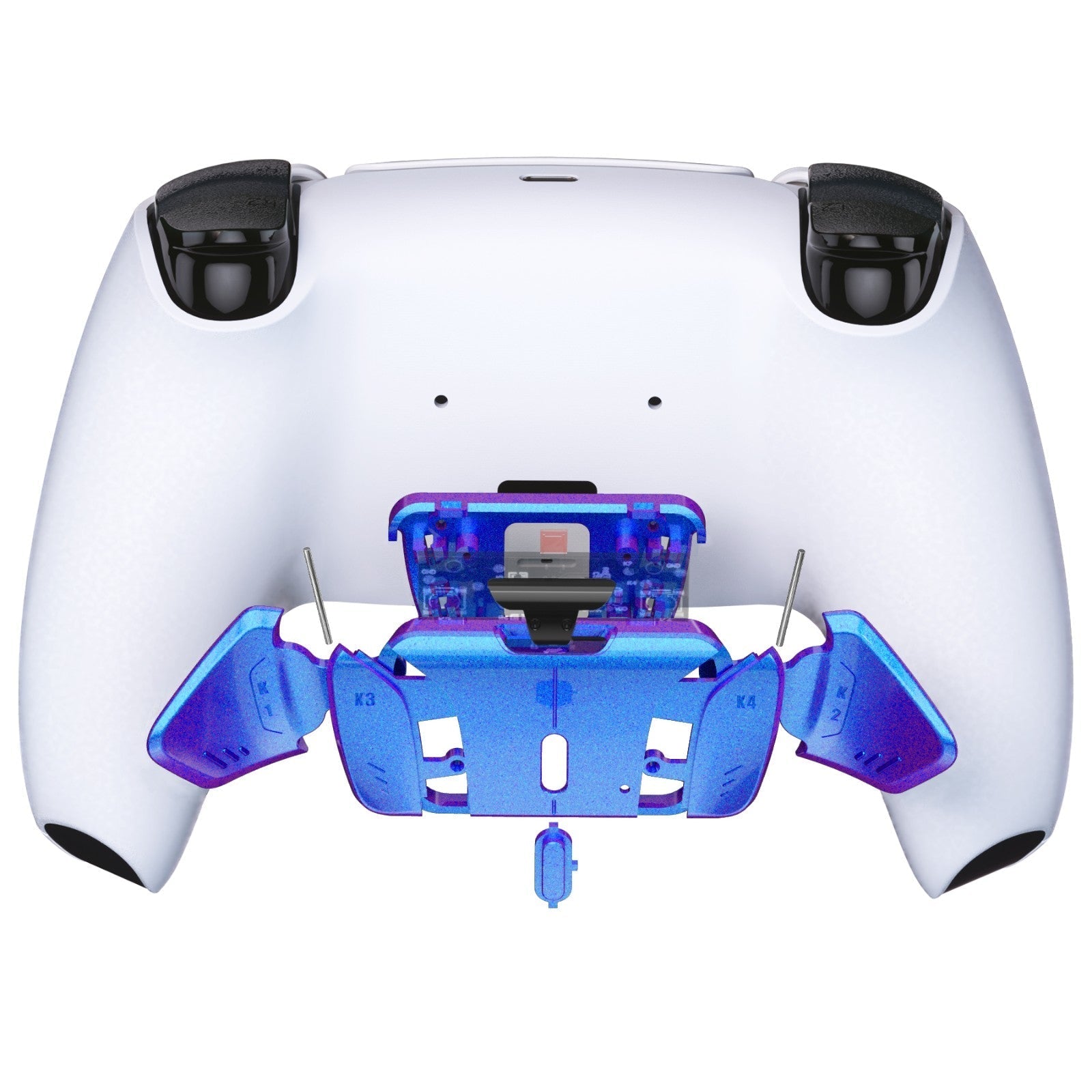 eXtremeRate Retail Chameleon Purple Blue Replacement Redesigned K1 K2 K3 K4 Back Buttons Housing Shell for ps5 Controller eXtremeRate RISE4 Remap Kit - Controller & RISE4 Remap Board NOT Included - VPFP3003