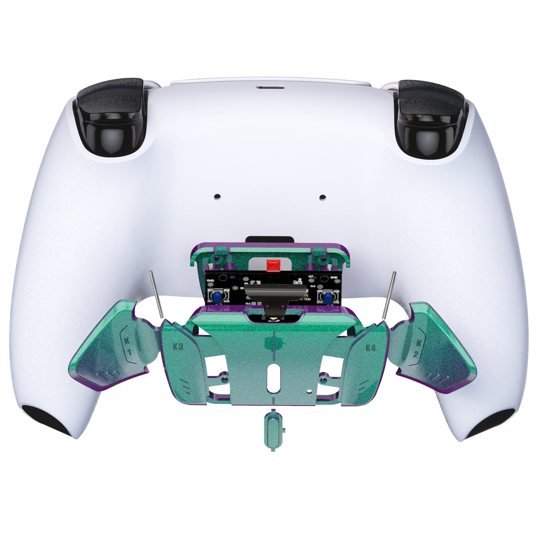 eXtremeRate Retail Turn RISE to RISE4 Kit-Redesigned Chameleon Green Purple K1 K2 K3 K4 Back Buttons Housing & Remap PCB Board for ps5 Controller eXtremeRate RISE & RISE4 Remap kit - Controller & Other RISE Accessories NOT Included - VPFP3004P