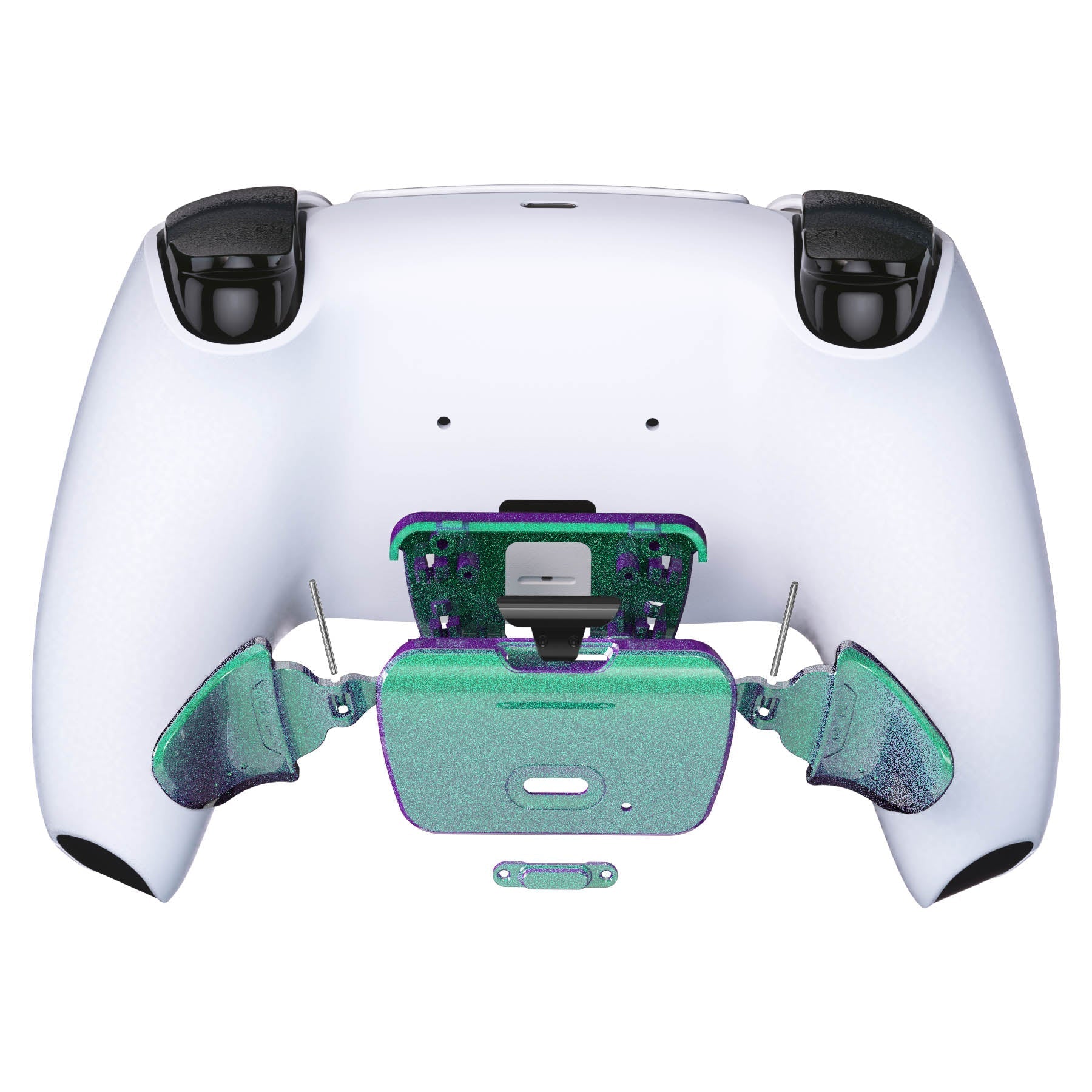 eXtremeRate Retail Chameleon Green Purple Replacement Redesigned K1 K2 Back Button Housing Shell for ps5 Controller eXtremerate RISE Remap Kit - Controller & RISE Remap Board NOT Included - WPFP3002