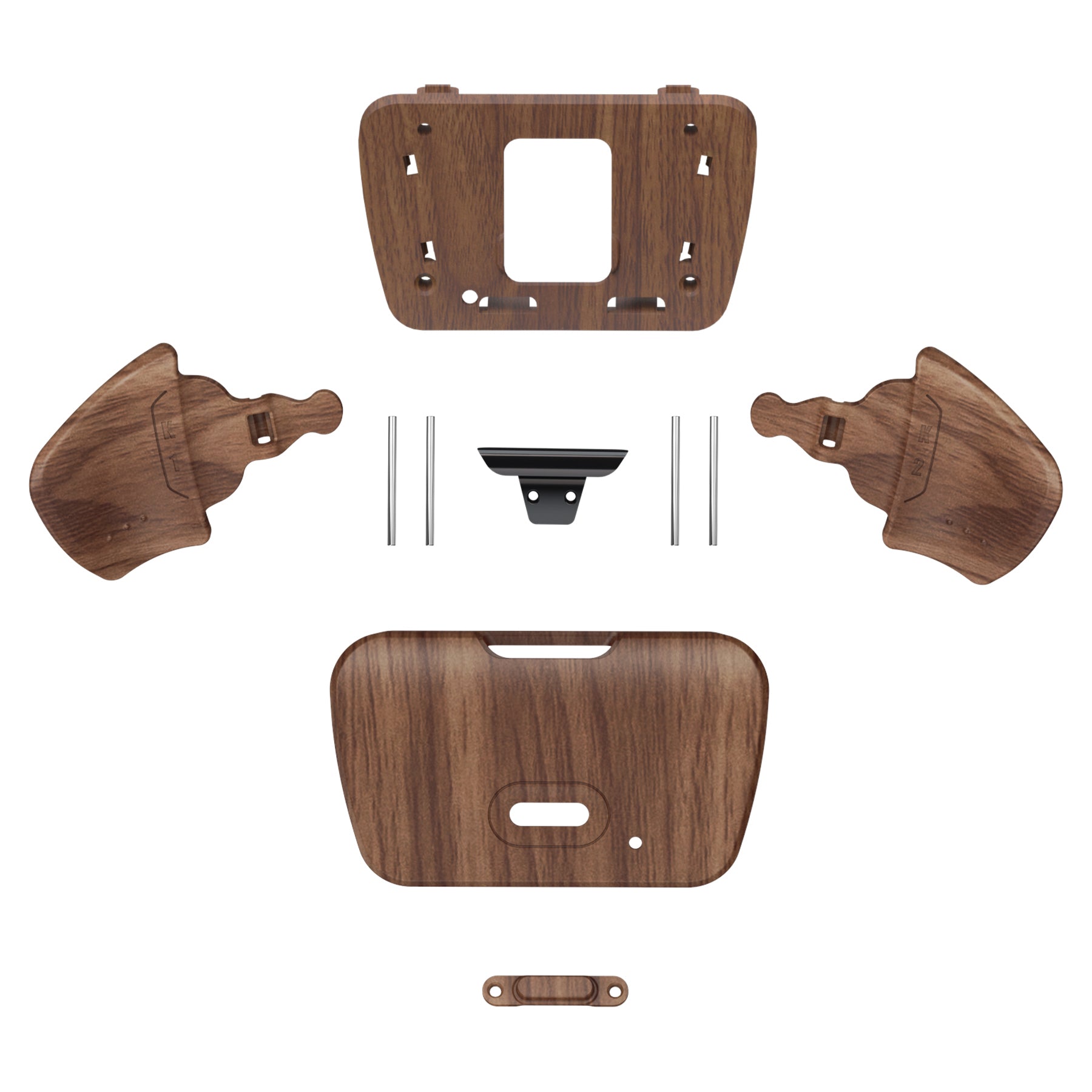 eXtremeRate Retail Wood Grain Replacement Redesigned K1 K2 Back Button Housing Shell for ps5 Controller eXtremerate RISE Remap Kit - Controller & RISE Remap Board NOT Included - WPFS2001