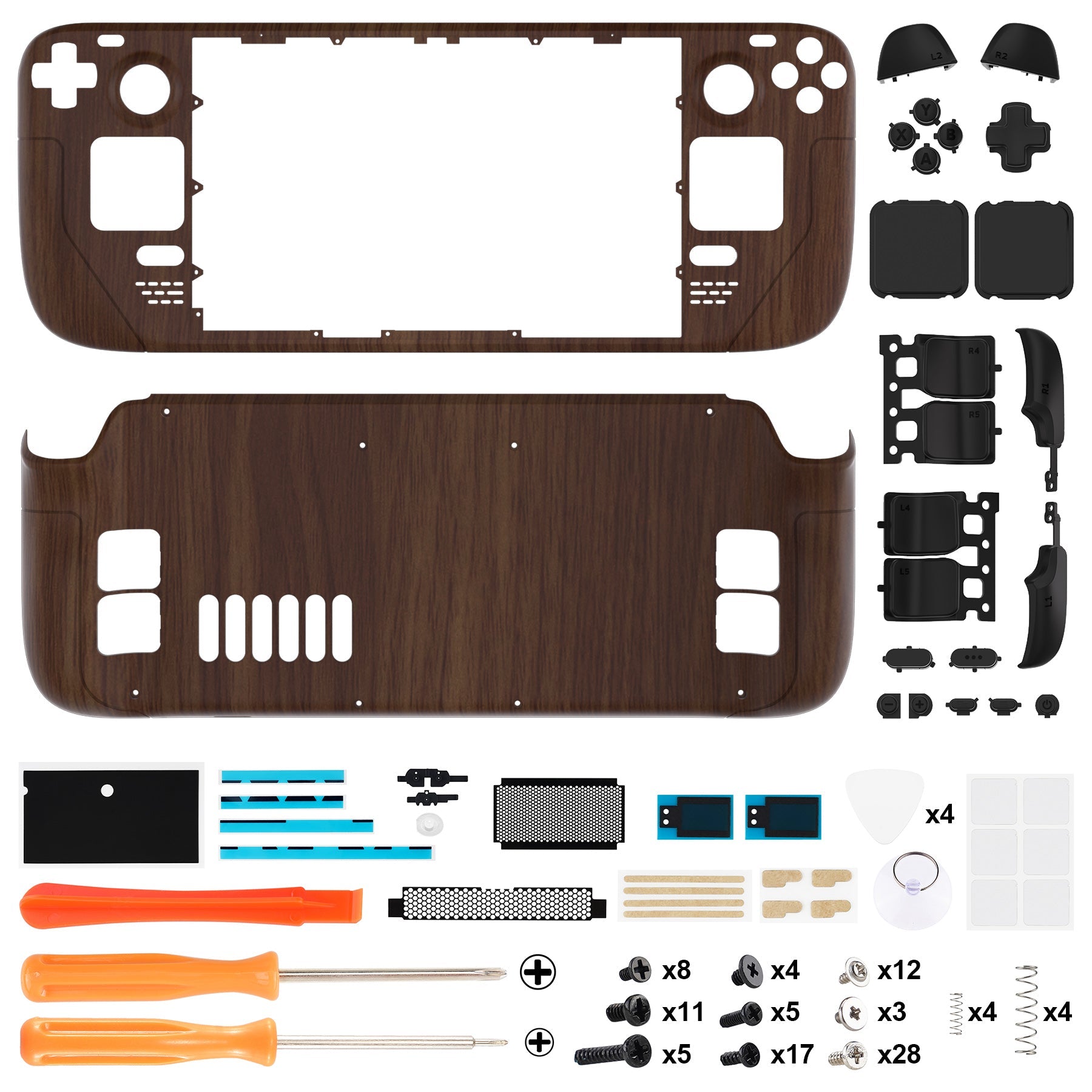 eXtremeRate Retail Wood Grain Custom Full Set Shell with Buttons for Steam Deck Console