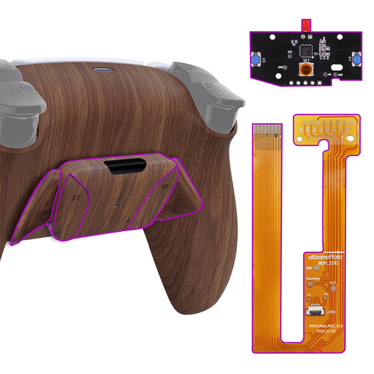 eXtremeRate Retail eXtremeRate Wood Grain Remappable RISE 4.0 Remap Kit for ps5 Controller BDM-030, Upgrade Board & Redesigned Back Shell & 4 Back Buttons for ps5 Controller - Controller NOT Included - YPFS2001G3