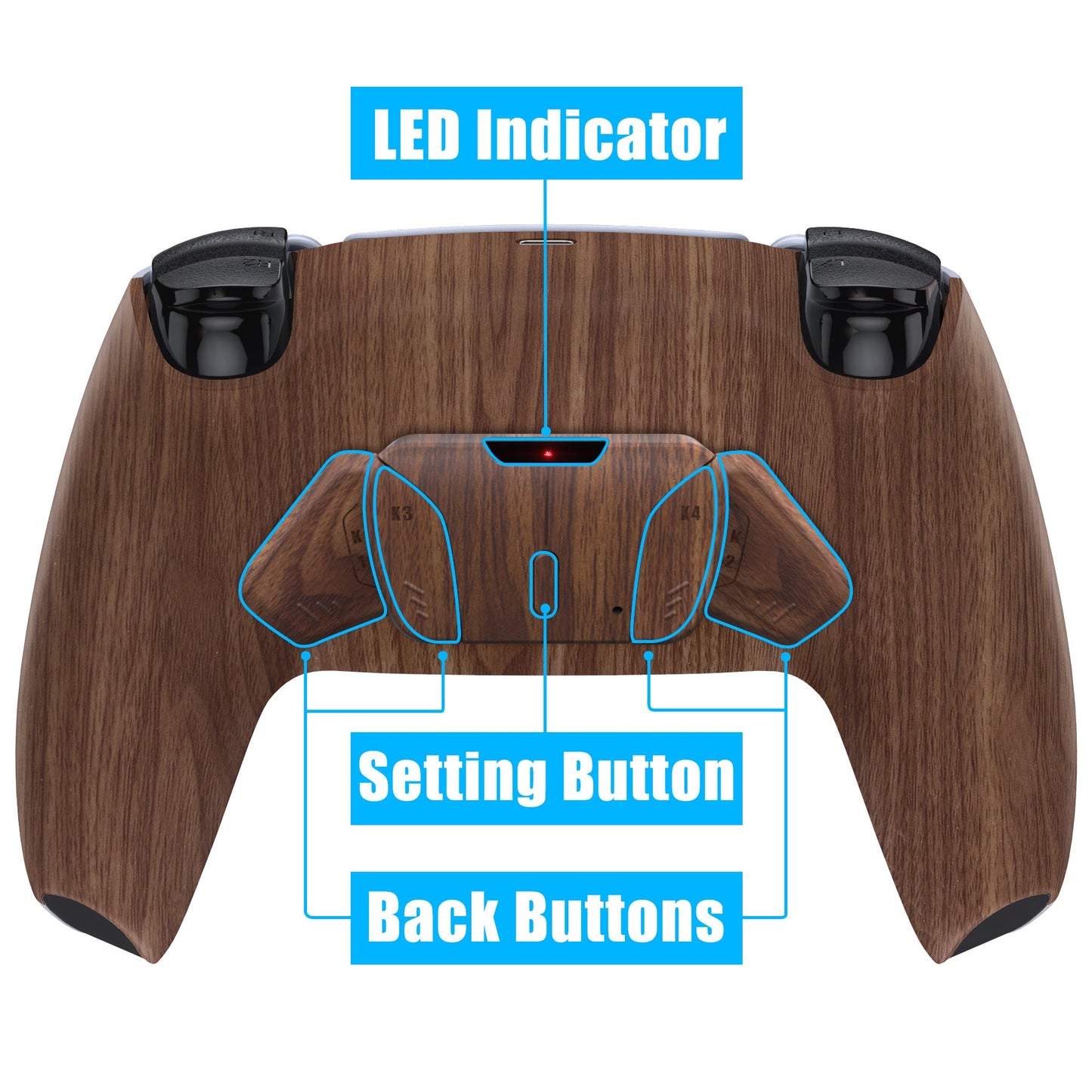 eXtremeRate Retail eXtremeRate Wood Grain Remappable RISE 4.0 Remap Kit for ps5 Controller BDM-030, Upgrade Board & Redesigned Back Shell & 4 Back Buttons for ps5 Controller - Controller NOT Included - YPFS2001G3