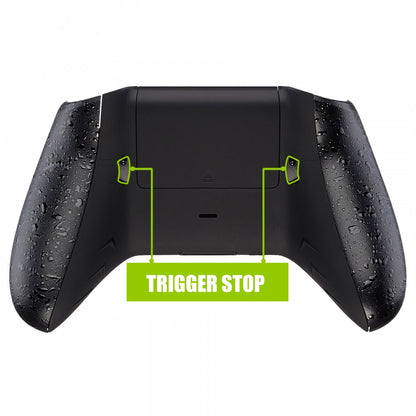 eXtremeRate Retail FlashShot Trigger Stop Bottom Shell Kit for Xbox One S & One X Controller, Redesigned Back Shell & Textured Black Handle Grips & Dual Trigger Locks for Xbox One S X Controller Model 1708 - X1GZ001