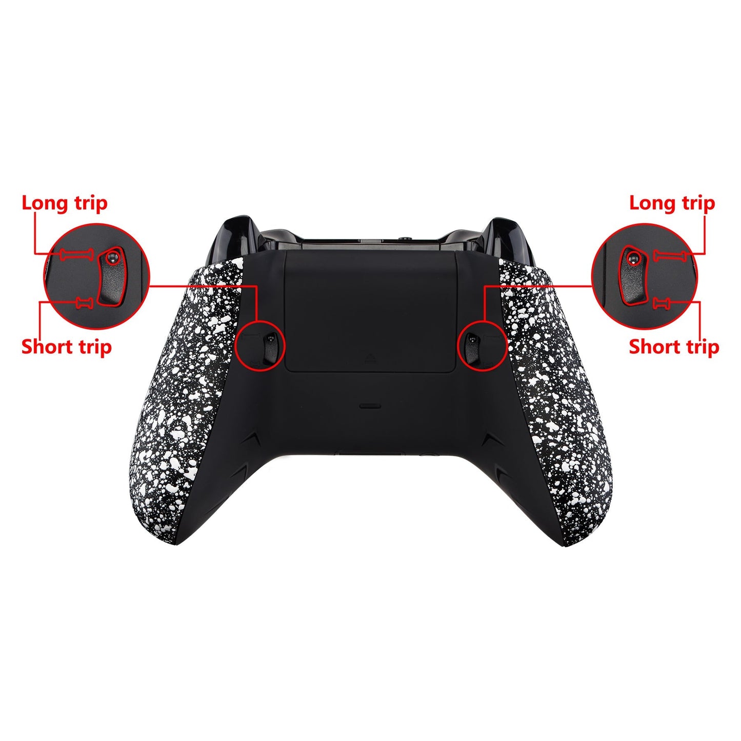 eXtremeRate Retail Textured White FlashShot Trigger Stop Bottom Shell Kit for Xbox One S & One X Controller, Redesigned Back Shell & Handle Grips & Dual Trigger Locks for Xbox One S X Controller Model 1708 - X1GZ004