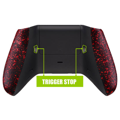 eXtremeRate Retail Textured Red FlashShot Trigger Stop Bottom Shell Kit for Xbox One S & One X Controller, Redesigned Back Shell & Handle Grips & Dual Trigger Locks for Xbox One S X Controller Model 1708 - X1GZ005