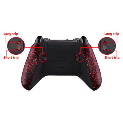 eXtremeRate Retail Textured Red FlashShot Trigger Stop Bottom Shell Kit for Xbox One S & One X Controller, Redesigned Back Shell & Handle Grips & Dual Trigger Locks for Xbox One S X Controller Model 1708 - X1GZ005