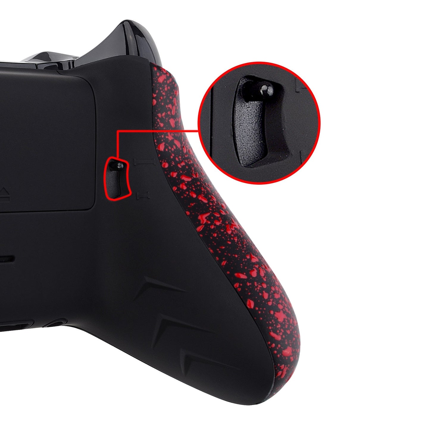 eXtremeRate Retail Textured Red FlashShot Trigger Stop Bottom Shell Kit for Xbox One S & One X Controller, Redesigned Back Shell & Handle Grips & Dual Trigger Locks for Xbox One S X Controller Model 1708 - X1GZ005