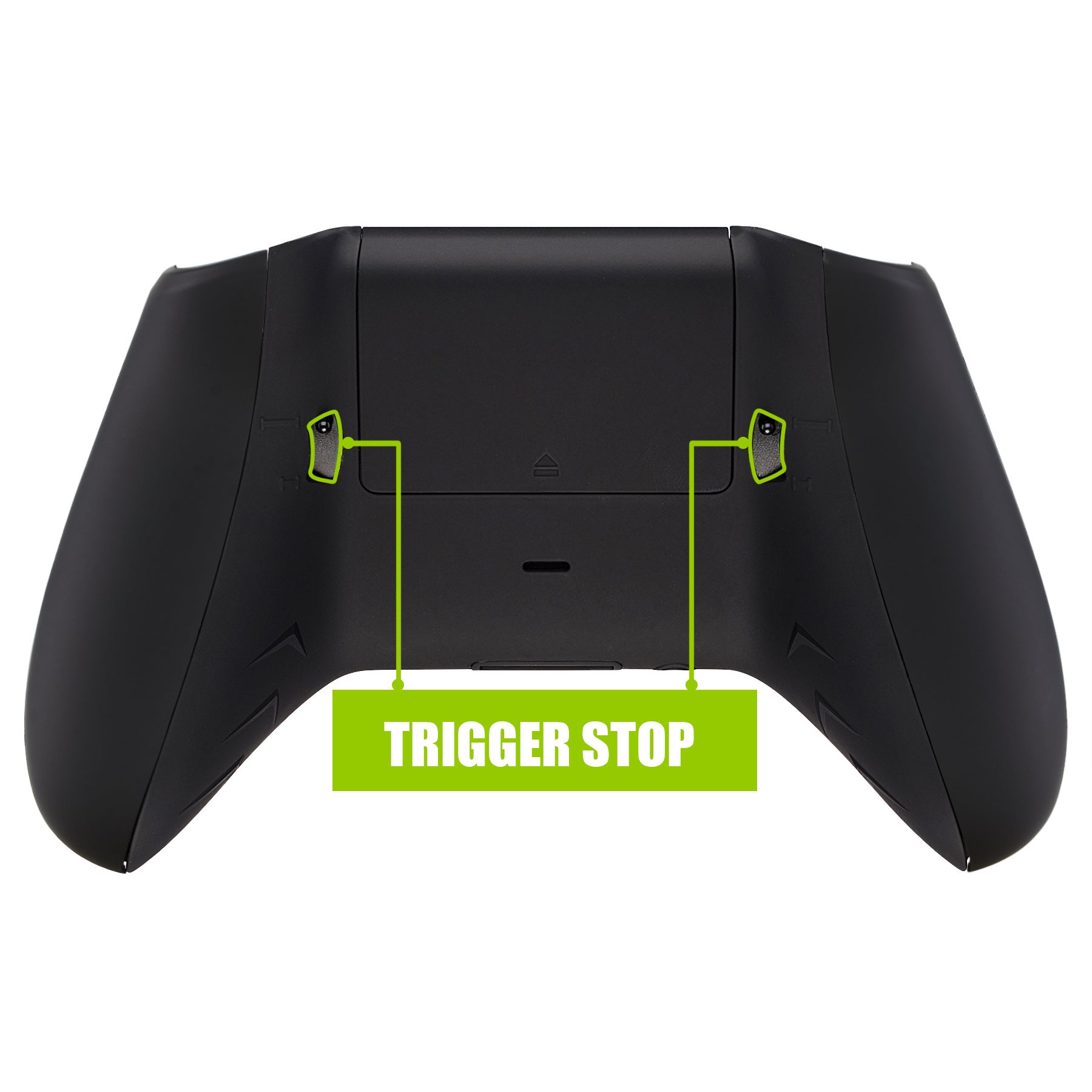 eXtremeRate Retail FlashShot Trigger Stop Bottom Shell Kit for Xbox One S & One X Controller, Redesigned Back Shell & Soft Touch Black Handle Grips & Hair Trigger for Xbox One S X Controller Model 1708 - X1GZ006