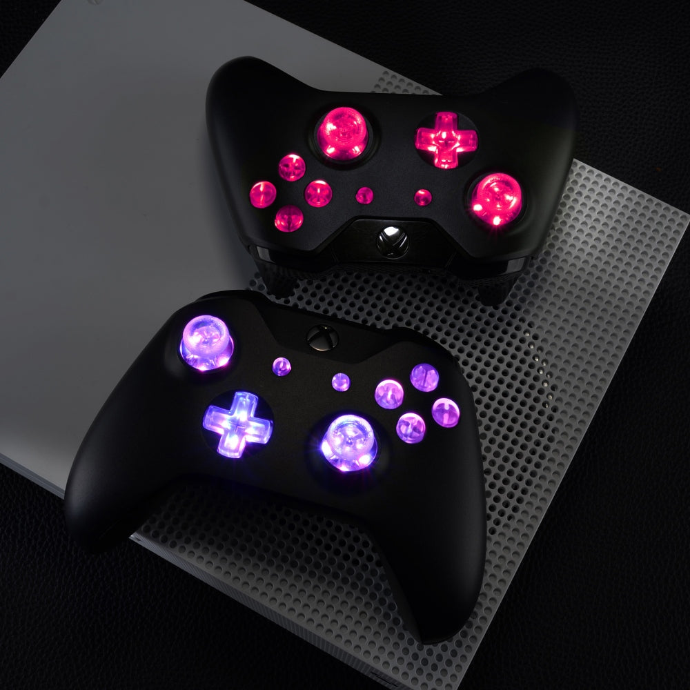 eXtremeRate Retail Multi-Colors Luminated D-pad Thumbsticks Start Back ABXY Action Buttons (DTF) LED Kit for Xbox One Standard, Xbox One S X Controller 7 Colors 9 Modes Button Control - X1LED01