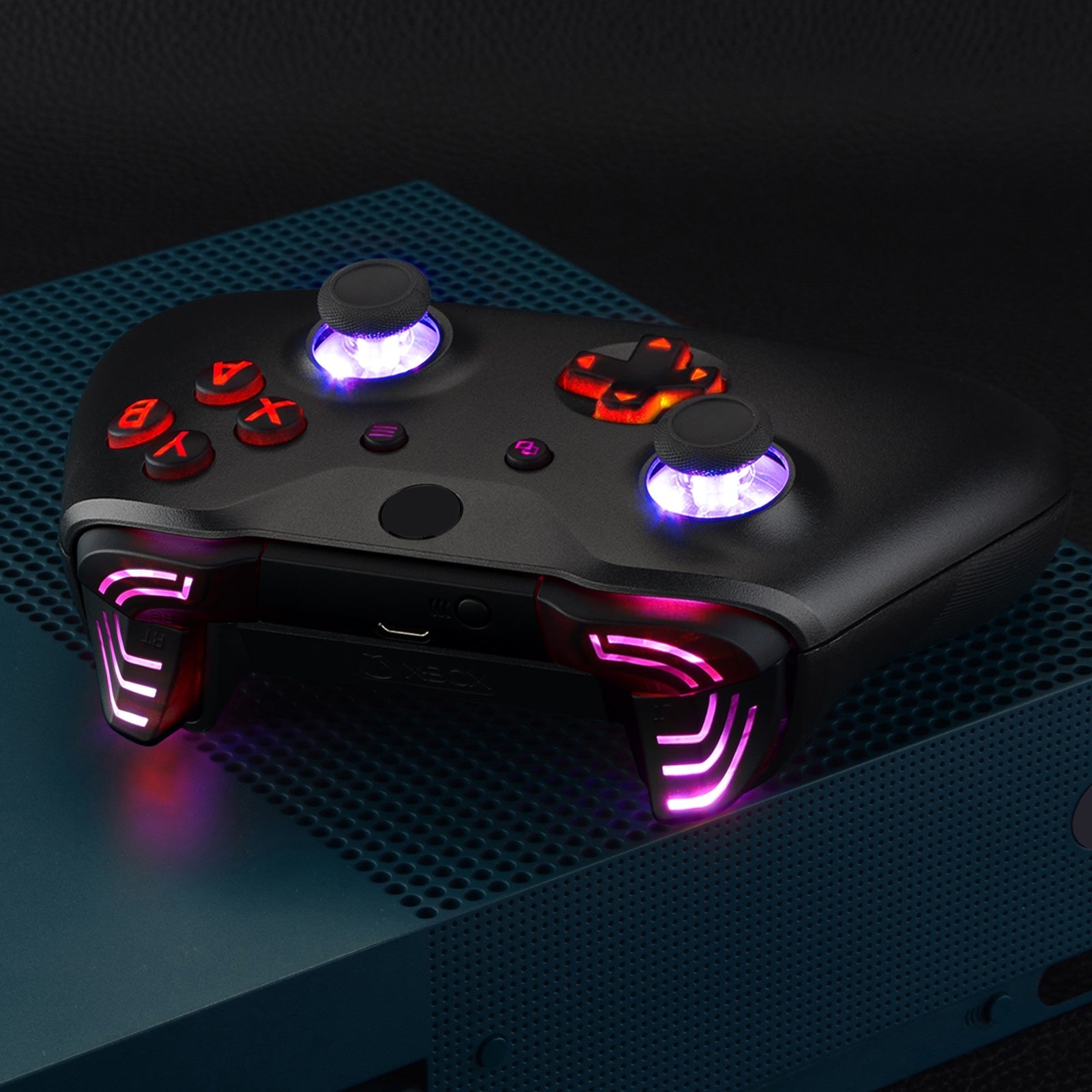 eXtremeRate Retail Black Multi-Colors Luminated Dpad Thumbsticks Start Back ABXY Action Buttons, Classical Symbols Buttons DTFS (DTF 2.0) LED Kit for Xbox One S/X Controller - Controller NOT Included - X1LED04