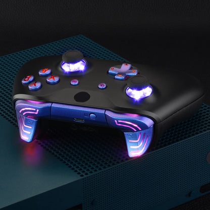 eXtremeRate Retail Chameleon Purple Blue Multi-Colors Luminated Dpad Thumbsticks Start Back ABXY Action Buttons, Classical Symbols Buttons DTFS (DTF 2.0) LED Kit for Xbox One S/X Controller - Controller NOT Included - X1LED05