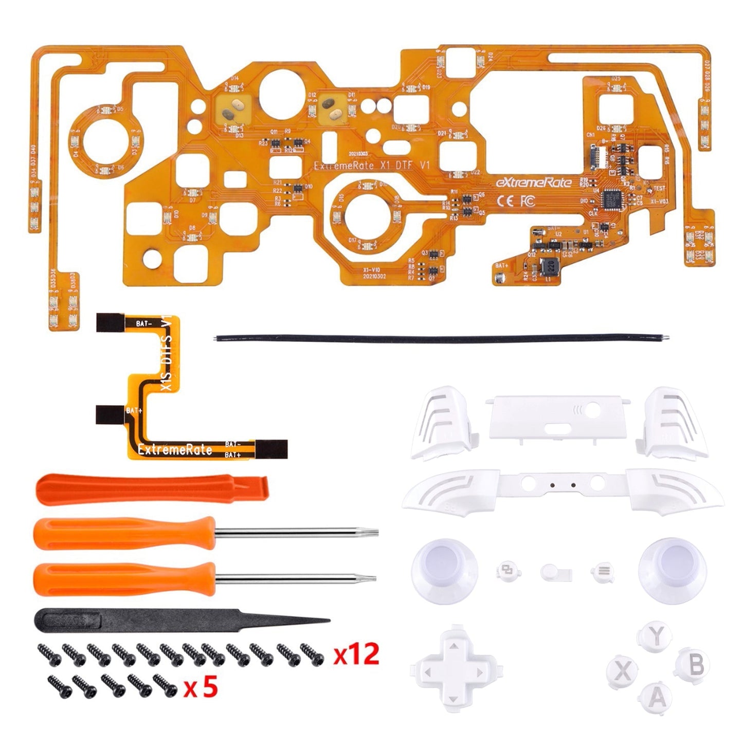 eXtremeRate Retail White Multi-Colors Luminated Dpad Thumbsticks Start Back ABXY Action Buttons, Classical Symbols Buttons DTFS (DTF 2.0) LED Kit for Xbox One S/X Controller - Controller NOT Included - X1LED07