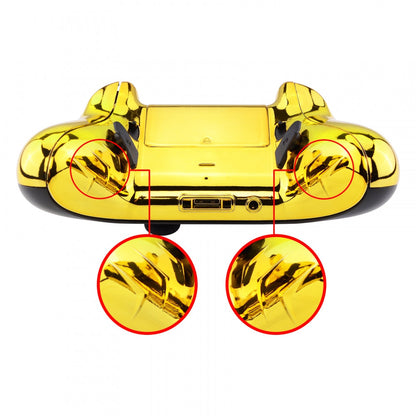 eXtremeRate Retail Chrome Gold Lofty Remappable Remap & Trigger Stop Kit, Redesigned Back Shell & Side Rails & Back Buttons & Trigger Lock for Xbox One Wireless Controller 1708 - X1RM006