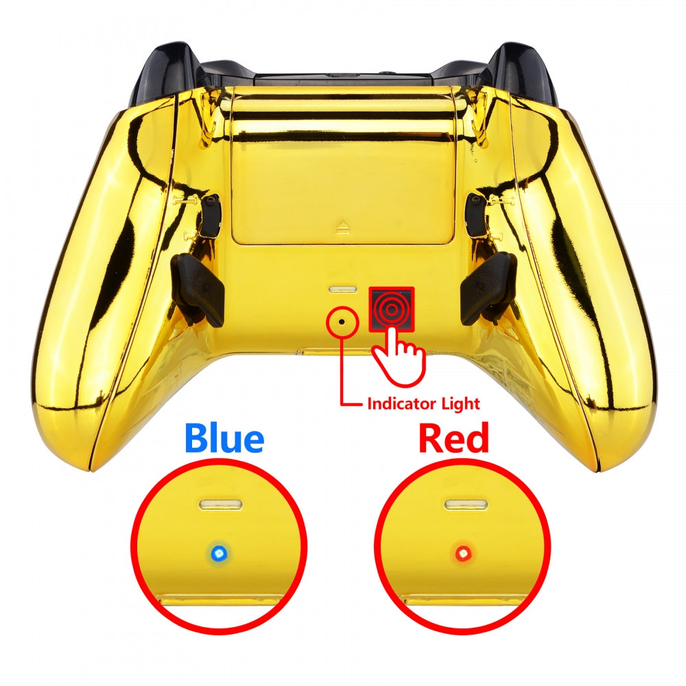 eXtremeRate Retail Chrome Gold Lofty Remappable Remap & Trigger Stop Kit, Redesigned Back Shell & Side Rails & Back Buttons & Trigger Lock for Xbox One Wireless Controller 1708 - X1RM006