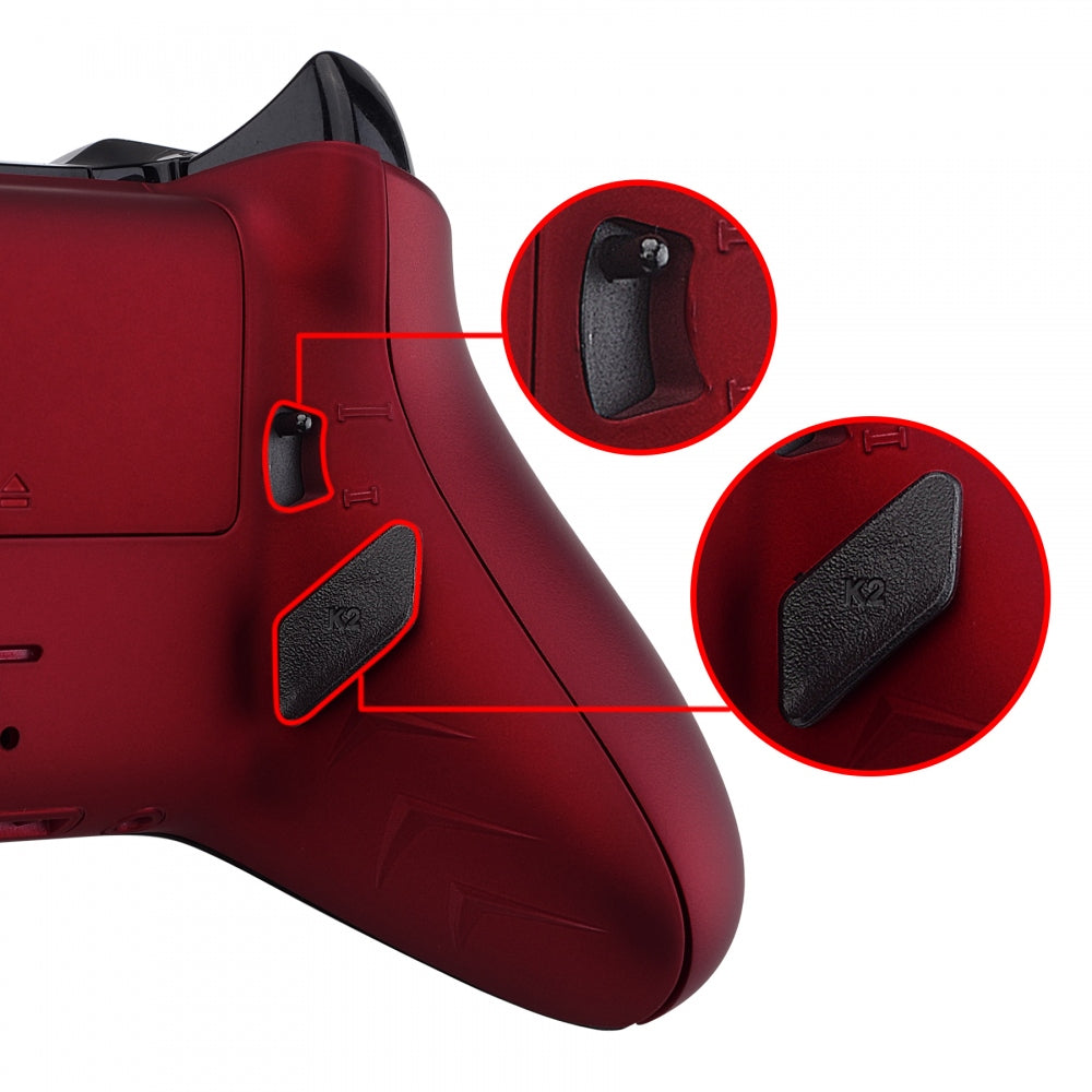 eXtremeRate Retail Soft Touch Scarlet Red Lofty Remappable Remap & Trigger Stop Kit, Redesigned Back Shell & Side Rails & Back Buttons & Trigger Lock for Xbox One S X Controller 1708 - X1RM010