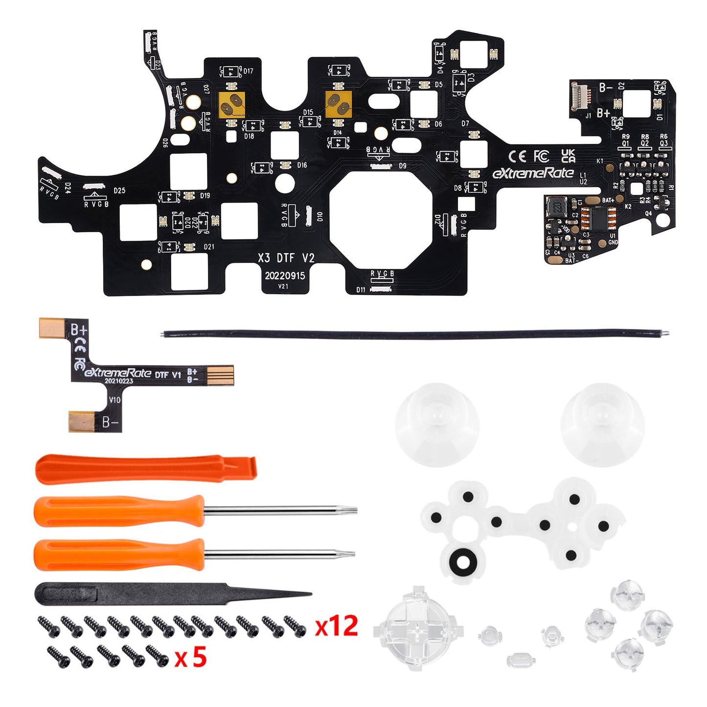 Multi-Colors Luminated D-pad Thumbsticks Start Back Sync ABXY Buttons for Xbox Series X/S Controller, 7 Colors 9 Modes DTF LED Kit for Xbox Series X/S Controller - Controller NOT Included - X3LED02 eXtremeRate