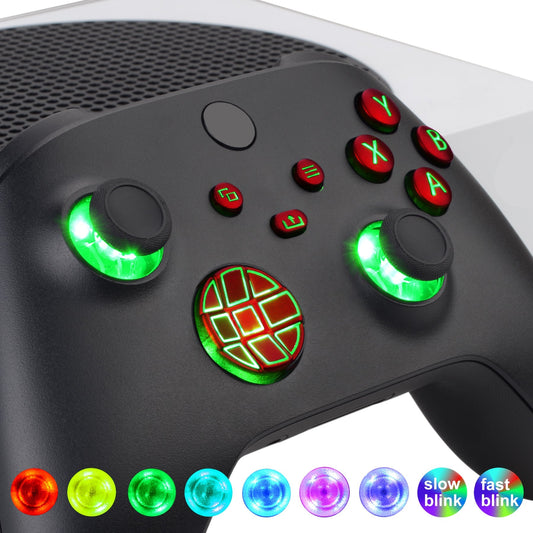 eXtremeRate Retail Multi-Colors Luminated Dpad Thumbsticks Start Back Sync ABXY Buttons for Xbox Series X/S Controller, Scarlet Red Buttons DTF LED Kit for Xbox Core Controller - X3LED05