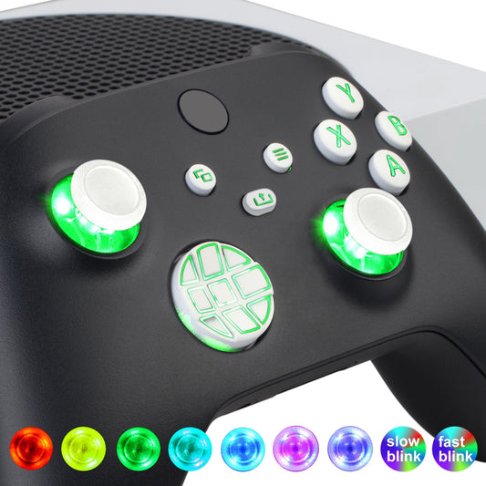 eXtremeRate Retail Multi-Colors Luminated Dpad Thumbsticks Start Back Sync ABXY Buttons for Xbox Series X/S Controller, White Buttons DTF LED Kit for Xbox Core Controller - X3LED06