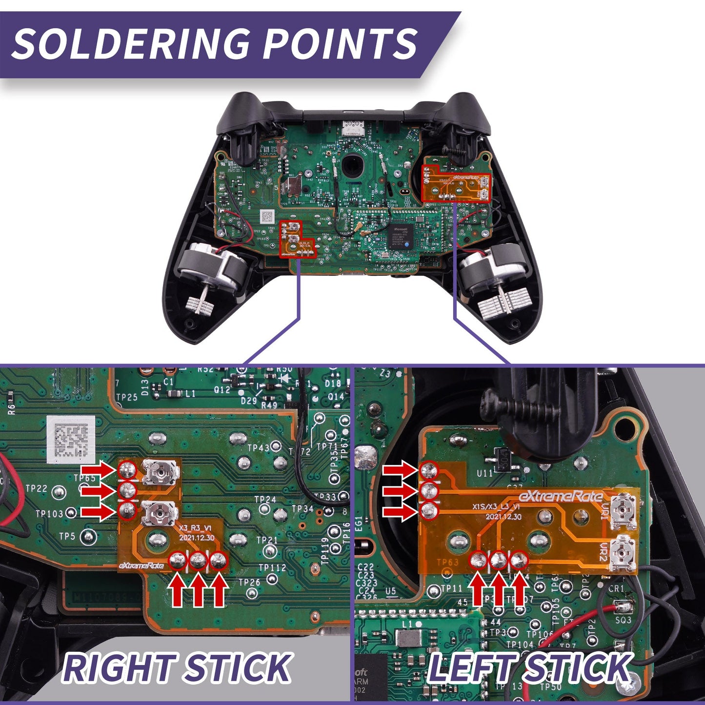 eXtremeRate Retail Drifix Thumbsticks Drift Fix Repair Kit for Xbox Series X & S Controller (Model 1914), Custom Analog Stick Joystick Regulator Circuit Board for Xbox Core Controller - X3MD002