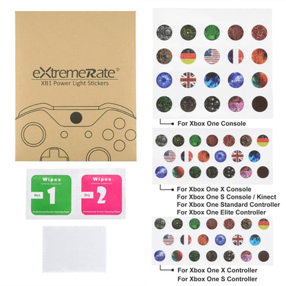 eXtremeRate Retail 60 pcs Home Button Power Switch Stickers Skin Cover for Xbox One / One S /Xbox One X Console Kinect and Xbox One / One S / Xbox One X/Elite Controllers - XBLS001