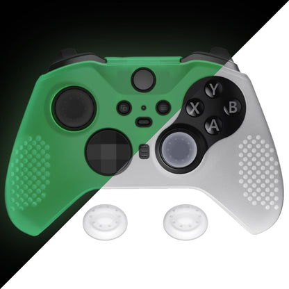 eXtremeRate Retail Glow in Dark - Green Soft Anti-Slip Silicone Cover Skins for Xbox One Elite Controller Series 2, Custom Protective Case for Xbox Elite Series 2 Core Controller with Thumb Grips Analog Caps - XBOWP0049GC