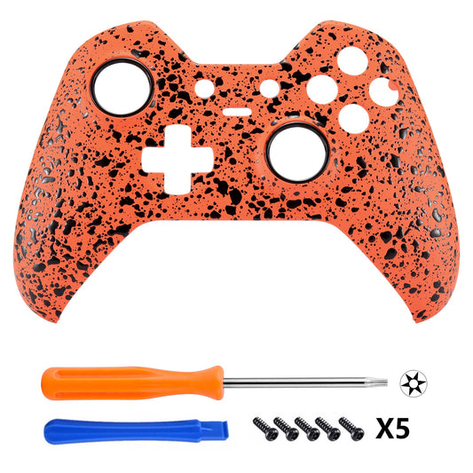 eXtremeRate Replacement Front Housing Shell for Xbox One Elite Controller (Model 1698) - Textured Orange eXtremeRate