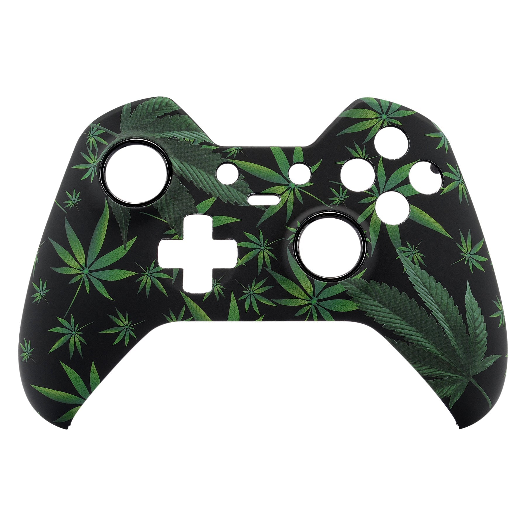 eXtremeRate Retail Green Weeds Leaves Faceplate Cover Soft Touch Front Shell Comfortable Soft Grip Replacement Kit for Xbox One Elite Controller Model 1698 with Thumbstick Accent Rings - XOET008