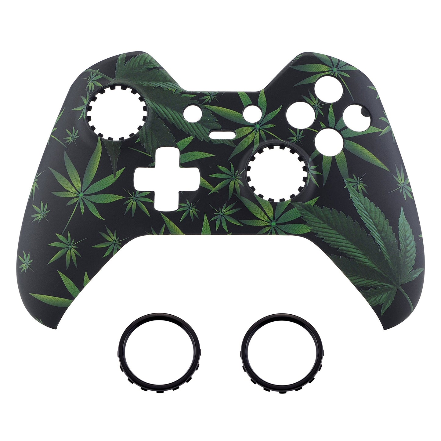 Green Weeds Leaves Faceplate Cover Soft Touch Front Shell Comfortable Soft Grip Replacement Kit for Xbox One Elite Controller Model 1698 with Thumbstick Accent Rings - XOET008 eXtremeRate