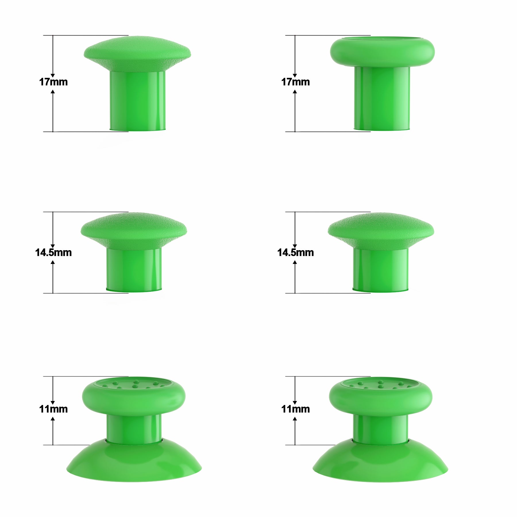 eXtremeRate Retail ThumbsGear Interchangeable Ergonomic Thumbstick for Xbox Series X & S/Xbox One/Xbox One Elite/Xbox One S & X Controller with 3 Height Domed and Concave Grips Adjustable Joystick - Green - XOJ2113