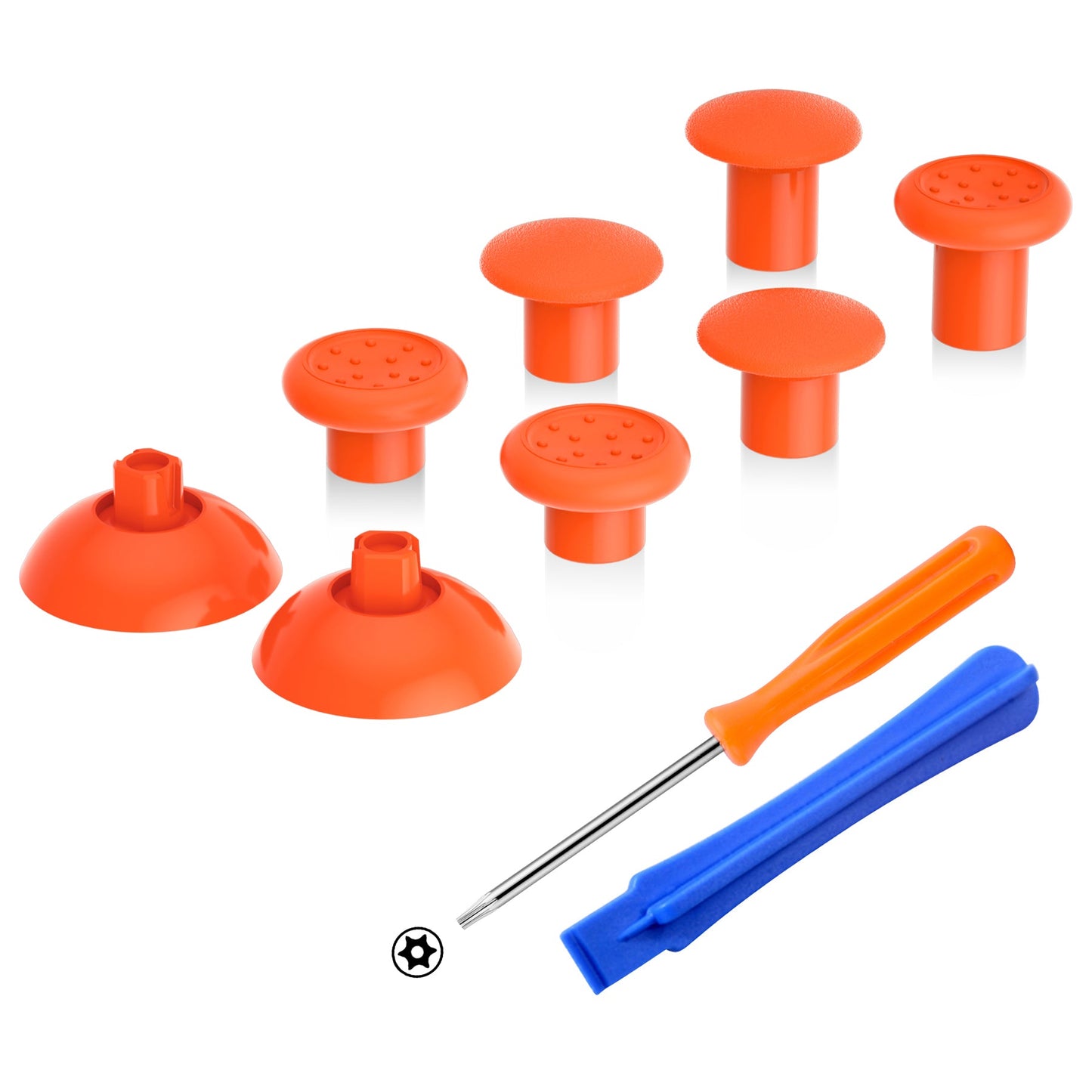 eXtremeRate Retail ThumbsGear Interchangeable Ergonomic Thumbstick for Xbox Series X & S/Xbox One/Xbox One Elite/Xbox One S & X Controller with 3 Height Domed and Concave Grips Adjustable Joystick - Orange - XOJ2115