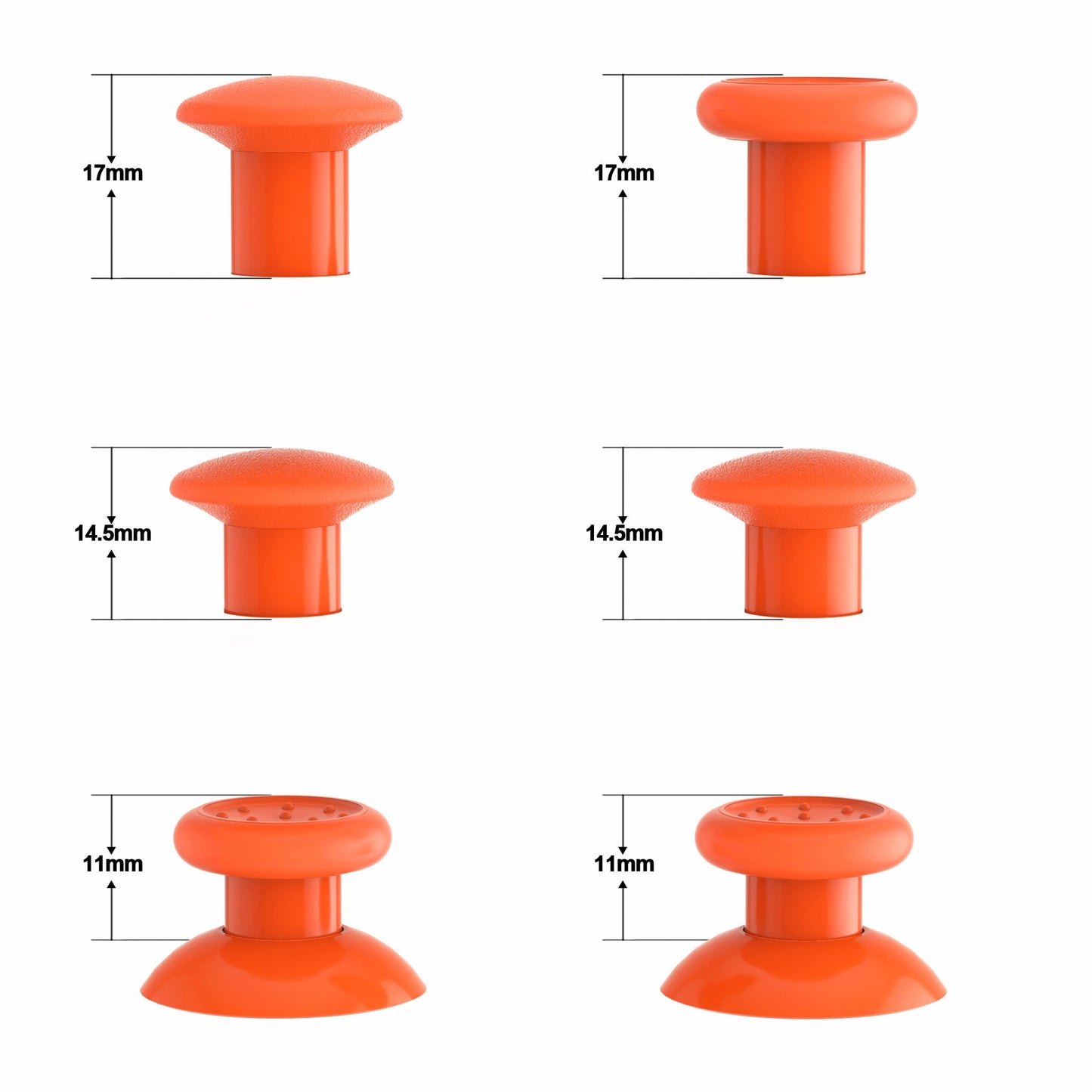 eXtremeRate Retail ThumbsGear Interchangeable Ergonomic Thumbstick for Xbox Series X & S/Xbox One/Xbox One Elite/Xbox One S & X Controller with 3 Height Domed and Concave Grips Adjustable Joystick - Orange - XOJ2115